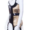 Aria Paneled Latex Merrywidow with Crystal Side Panels and Six Garters