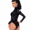 Long Sleeve High-Cut Latex Leotard with Turtleneck and Back Zipper