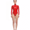 Red High-Neck Latex Bodysuit with Dual Zippers – Sleek Rave-Inspired Fit
