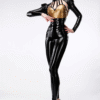 High-Waisted Black Latex Leggings – Seam-Contoured Anatomic Fit