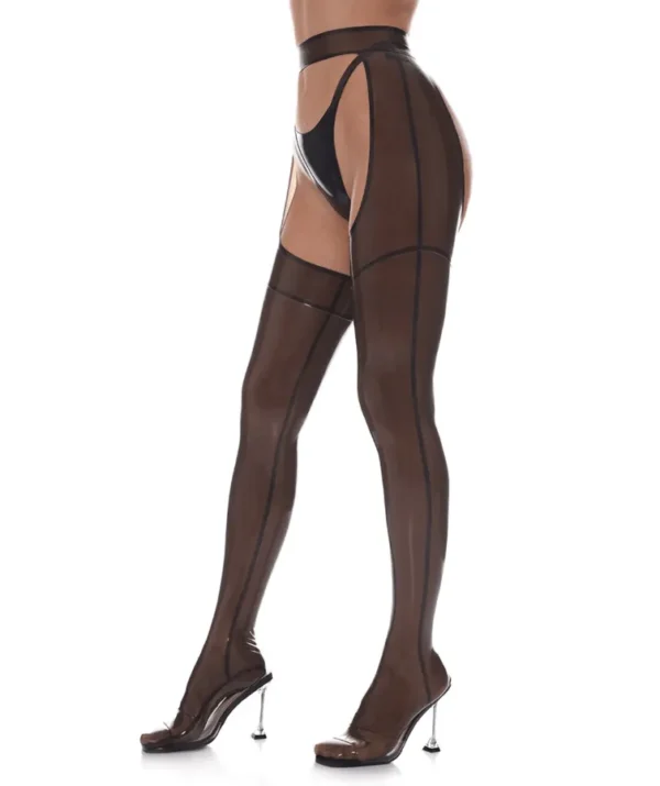 Luxe Cut-Out Garter Latex Stockings with Waist Belt – Handmade