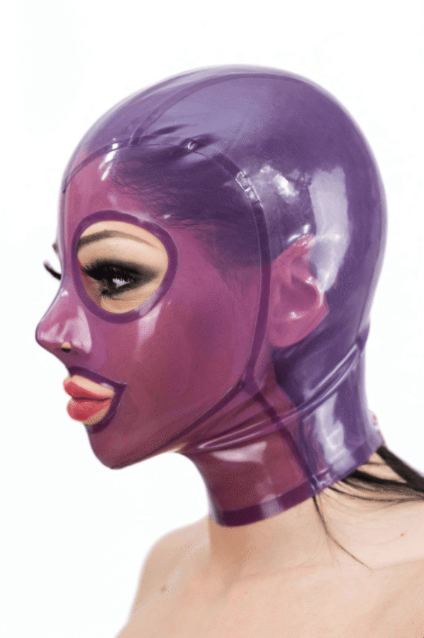Translucent 8-Panel Latex Hood with Trimmed Eyes and Mouth
