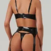 High-Shine Latex Lingerie Set with Garter Belt – Serra Style