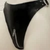 High-Cut Latex Thong with O-Ring Detail and Crotch Zipper