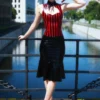 Vintage 60s Style Latex Flared Skirt – Knee-Length Retro A-Line Design