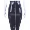 High-Waisted Latex Pencil Skirt with Snake Textured Waistband and Dual-Zip Back