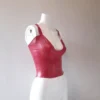 Latex Thick Strap Plunge Crop Top