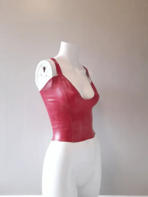 Latex Thick Strap Plunge Crop Top