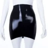 High-Waisted Black Latex Mini Skirt with Curved Hem – Sexy Pull-On Clubwear