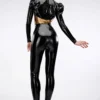 High-Waisted Black Latex Leggings – Seam-Contoured Anatomic Fit