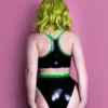Zombae Black Latex Crop Top and Bikini Bottoms Set