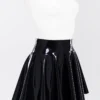 High-Shine Black Latex Flared Mini Skirt – No Zipper, Ultra-Stretchy Fit