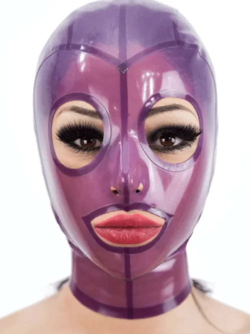 Translucent 8-Panel Latex Hood with Trimmed Eyes and Mouth