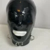 Latex Hood with Pinhole Eyes and Open Mouth – Back Zip & D-Ring Collar