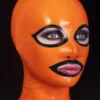 Bright Latex Hood with Contrasting Eye & Mouth Edging and Rear Zipper