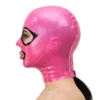 Glossy Latex Hood with Eyelash Trim and Back Zipper