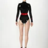 Command Latex Military-Inspired Bodysuit with Red Trim