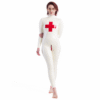 Latex Nurse Catsuit with Medical Cross and Red Zipper Detailing