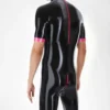 Men’s Latex Short Catsuit with 4-Way Crotch to Back Zipper and Hot Pink Trim