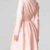 Elegant Pink Latex Pleated Trench Coat with Belt & Zip Detail