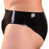 Latex Panel Briefs – Sleek Black Rubber Underwear with Contoured Fit