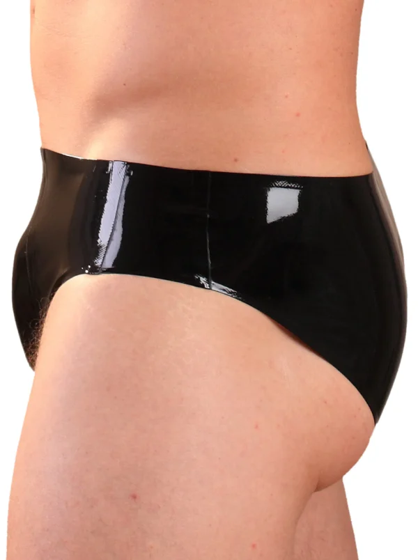 Latex Panel Briefs – Sleek Black Rubber Underwear with Contoured Fit