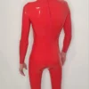 Luxe Red Latex Catsuit with Dual Zippers and 3D Contour Design
