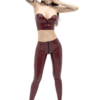 Cherry Red Latex Leggings with Front Zipper