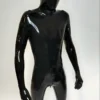 Full Cover Latex Zentai Catsuit with Integrated Hood, Hands & Feet – Black