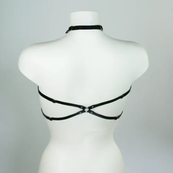 Minimalist Latex Halter Bra Harness – Adjustable Strapped Fetish Top