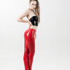 Red Glossy Latex BDSM Leggings with High-Waist Fit