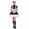 Elegant French Maid Latex Dress Set with Flared Skirt and Accessories