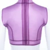 Sheer Lilac Latex Crop Top with High Neck and Back Zipper