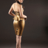 Mademoiselle Lily Latex Pencil Skirt with Peplum Hem and Back Bow