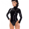 Long Sleeve High-Cut Latex Leotard with Turtleneck and Back Zipper