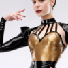 Kitsune Latex Halter Top with Strappy Collar Design – Elegant Fetishwear