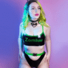 Zombae Black Latex Crop Top and Bikini Bottoms Set
