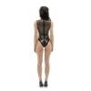 Sheer and Opaque Latex Bodysuit with V-Panel Design