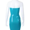 Bridget Strapless Latex Tube Dress – Vibrant Turquoise