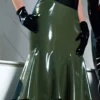 Vintage 60s Style Latex Flared Skirt – Knee-Length Retro A-Line Design