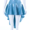 Light Blue Asymmetric Latex Circle Skirt – High-Waisted Flared Hem
