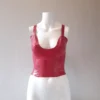Latex Thick Strap Plunge Crop Top