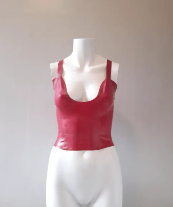 Latex Thick Strap Plunge Crop Top