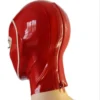 Red Latex Hood with Contrast Trim and Back Zipper