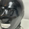 Latex Hood with Pinhole Eyes and Open Mouth – Back Zip & D-Ring Collar