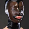 Translucent Latex Hood with Perforated Eyes and Rear Zipper