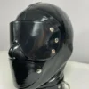 Heavy-Duty Latex Gimp Hood with Detachable Blindfold, Collar and D-Rings – 0.80mm Rubber Mask with Back Zipper