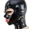 Classic Black Latex Hood with Round Eyes and Rear Zipper