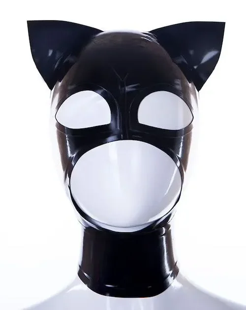 Kitty Ears Latex Hood with Back Zipper