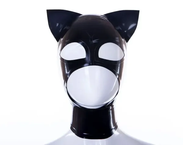 Kitty Ears Latex Hood with Back Zipper